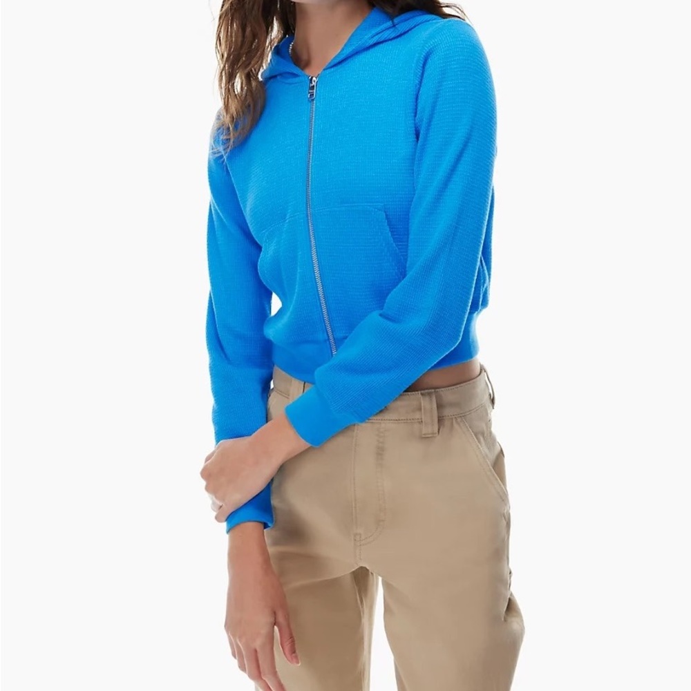 Aritzia TNA Blue Waffle Knit Hoodie